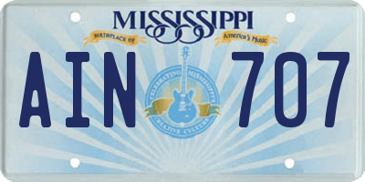 MS license plate AIN707