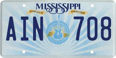 MS license plate AIN708