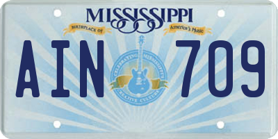 MS license plate AIN709
