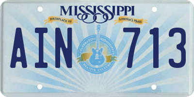 MS license plate AIN713