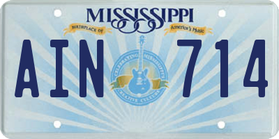 MS license plate AIN714