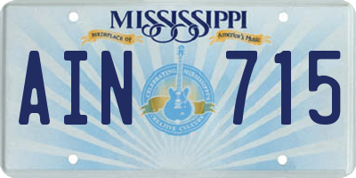 MS license plate AIN715