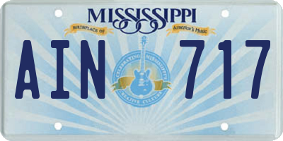 MS license plate AIN717