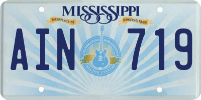 MS license plate AIN719