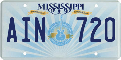MS license plate AIN720
