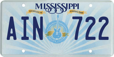 MS license plate AIN722