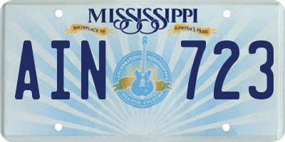MS license plate AIN723