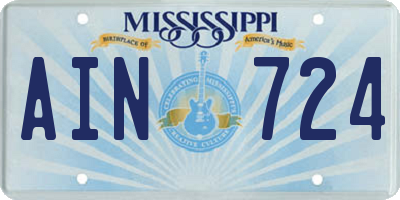 MS license plate AIN724