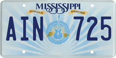 MS license plate AIN725