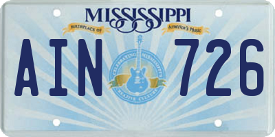 MS license plate AIN726