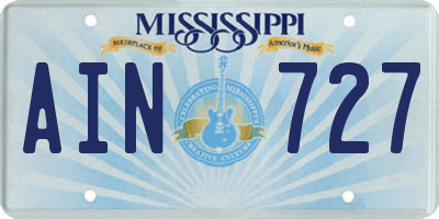 MS license plate AIN727
