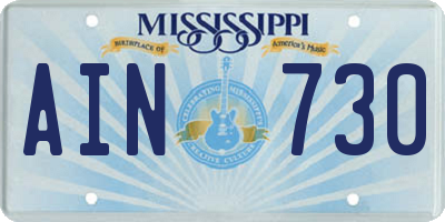 MS license plate AIN730