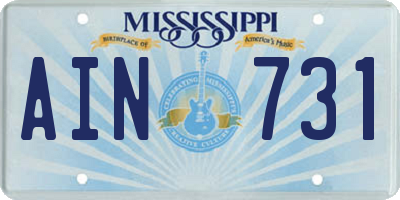 MS license plate AIN731