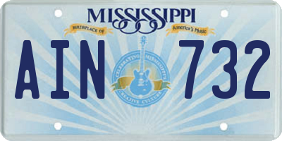 MS license plate AIN732