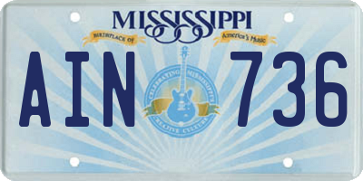 MS license plate AIN736