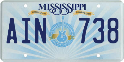 MS license plate AIN738