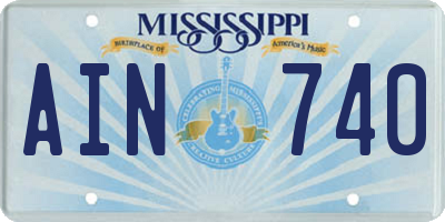 MS license plate AIN740