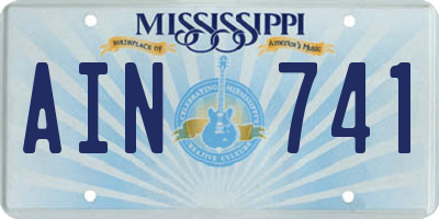 MS license plate AIN741