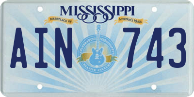 MS license plate AIN743