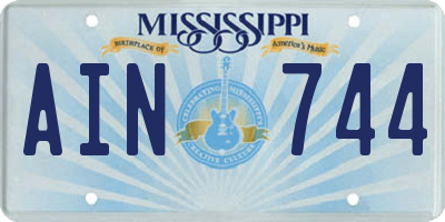 MS license plate AIN744