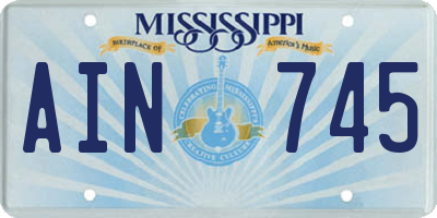 MS license plate AIN745