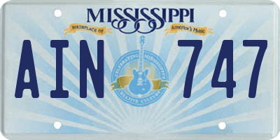 MS license plate AIN747