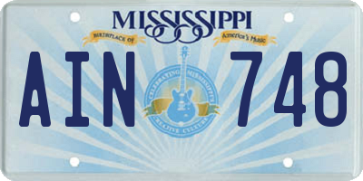 MS license plate AIN748