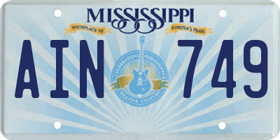 MS license plate AIN749