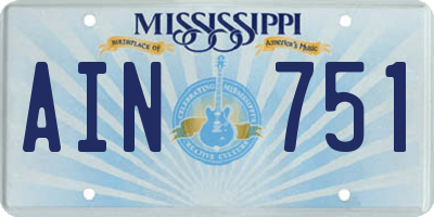 MS license plate AIN751