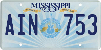 MS license plate AIN753