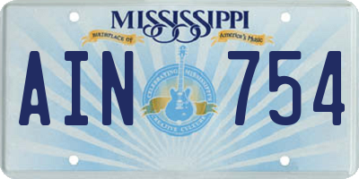 MS license plate AIN754