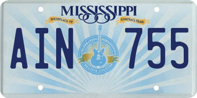 MS license plate AIN755