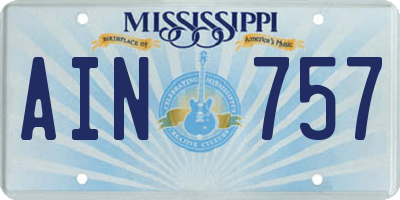 MS license plate AIN757