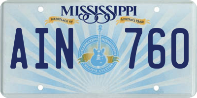 MS license plate AIN760