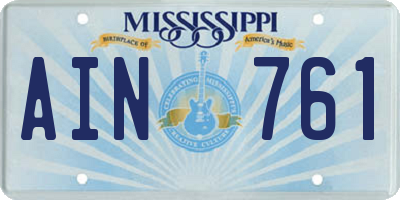 MS license plate AIN761