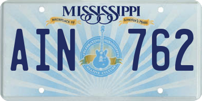 MS license plate AIN762