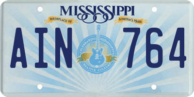 MS license plate AIN764