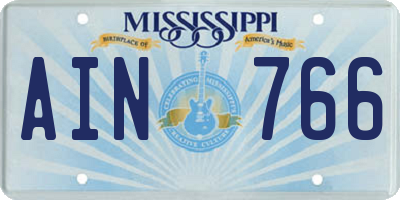 MS license plate AIN766