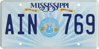 MS license plate AIN769