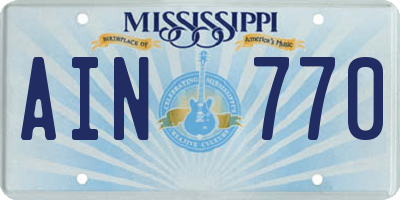 MS license plate AIN770