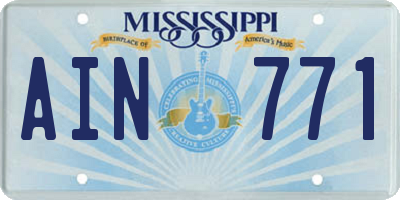 MS license plate AIN771