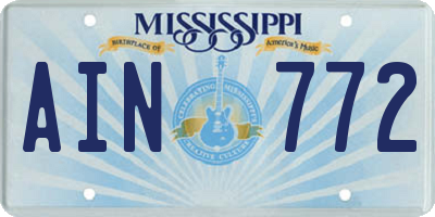 MS license plate AIN772