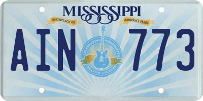 MS license plate AIN773