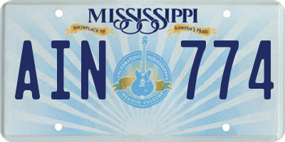 MS license plate AIN774