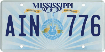 MS license plate AIN776