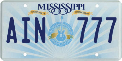MS license plate AIN777