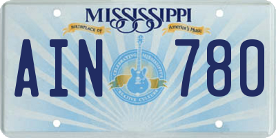 MS license plate AIN780