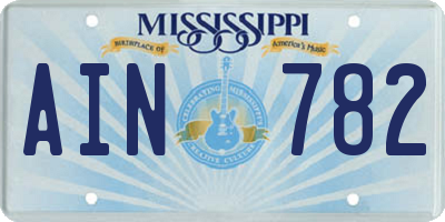 MS license plate AIN782