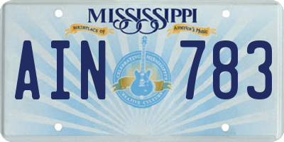 MS license plate AIN783