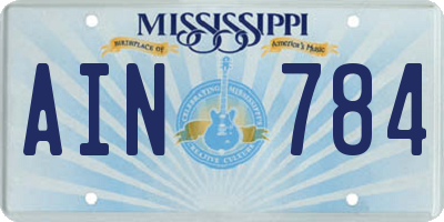 MS license plate AIN784